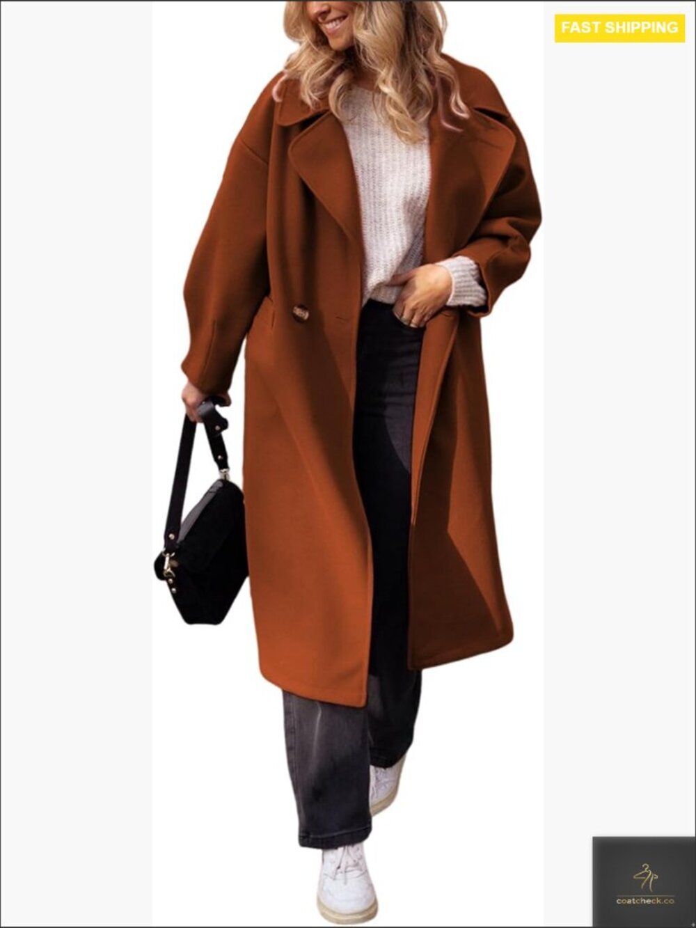 Classic Wool Blend Peacoat Notch Lapel Single Breasted Winter Coat Elegant